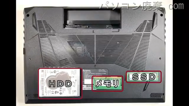 iiyama STYLE NK50SZ IStNEi-15FH040-i5-UHEXを背面から見た時のメモリ・ハードディスクの場所