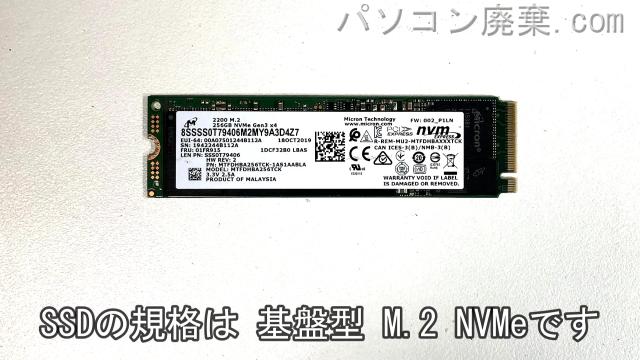 ThinkBook 15-IIL（Type 20SM)搭載されているハードディスクはNVMe SSDです。