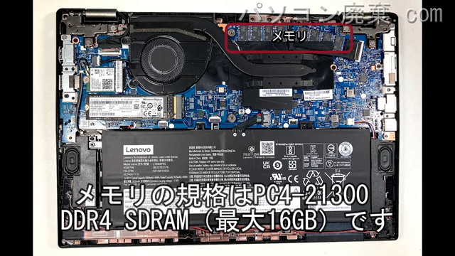 Thinkpad L13 Gen2（TYPE 20VH）のメモリの場所