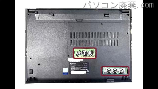 iiyama NJ50CU IStNXi-15FH050-i5-UHFXを背面から見た時のメモリ・ハードディスクの場所